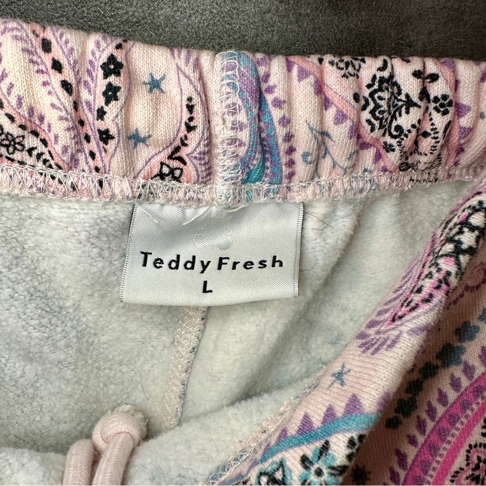 π₯ TEDDY FRESH Unisex Sweatpants - Pink Paisley - Size L - Picture 10 of 12